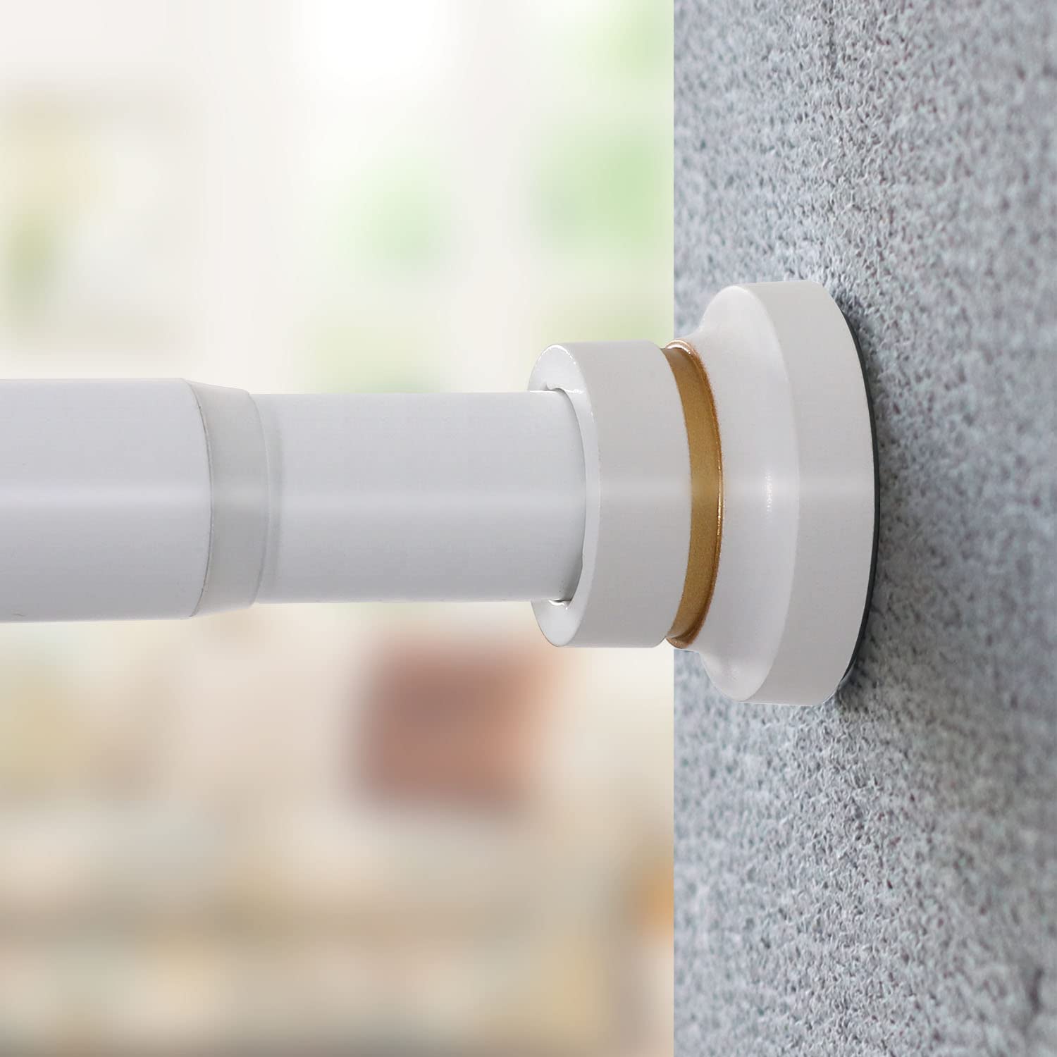H.VERSAILTEX Spring Tension Curtain Rod Adjustable 28 to 48 Inch, 1 Inche Diameter Heavy Durty Room Divider Curtain Rod No Drilling Tension Curtain Rod for Closets, Cupboard, Kitchen, White
