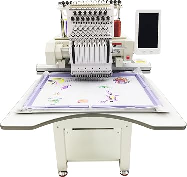Commercial Embroidery Machine with 15 Needles Single Head Automatic Embroider Machine 15.7"x23.6" Embroidery Area,1000SPM, 10 inch LCD Touch Screen AC110V-220V