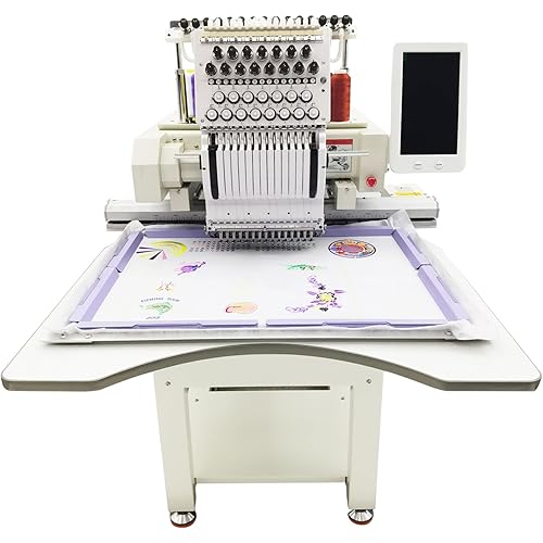 Commercial Embroidery Machine with 15 Needles Single Head Automatic Embroider Machine 15.7"x23.6" Embroidery Area,1000SPM, 10 inch LCD Touch Screen AC110V-220V