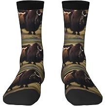 Mighty Highland Yak Printed White color blocked athletic socks, suitable for everyday wear