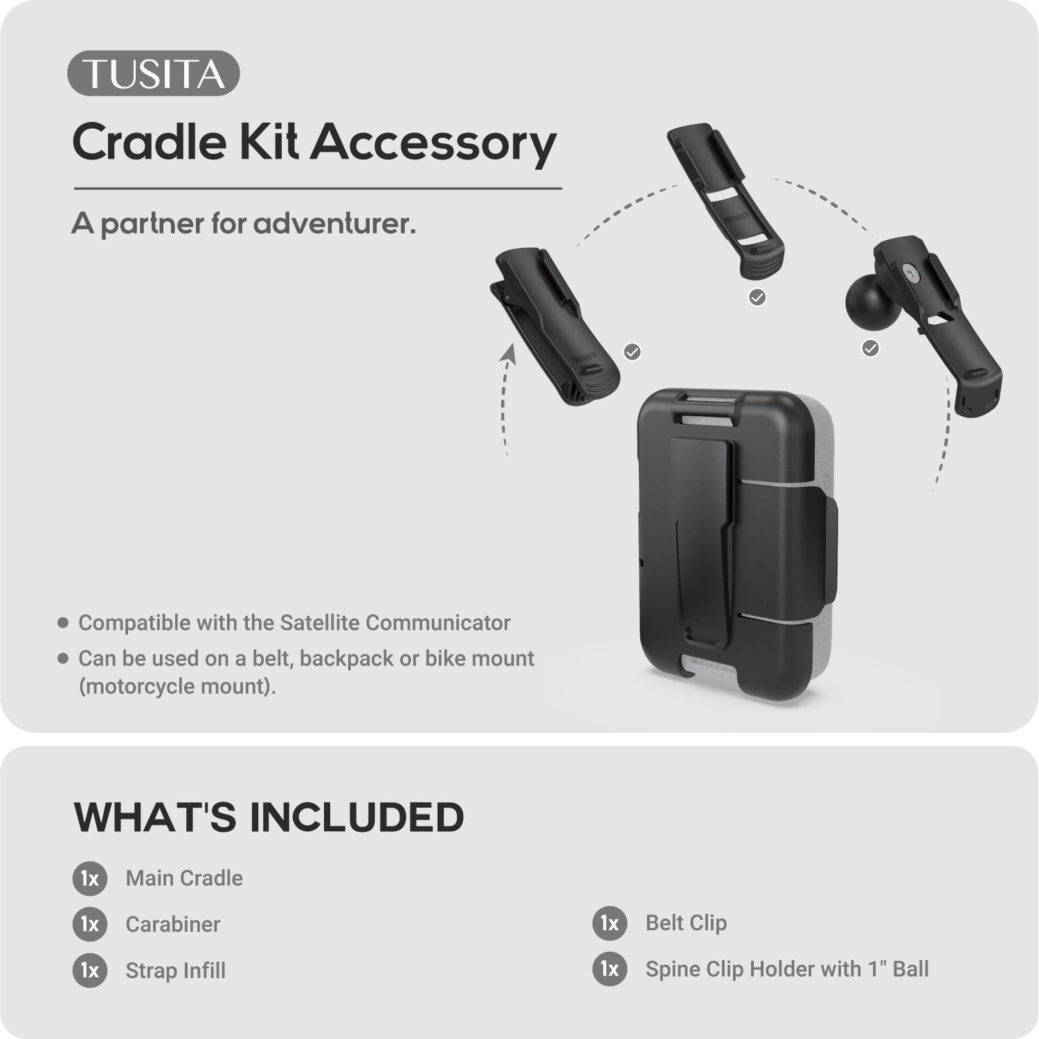 TUSITA Cradle Kit Zubehör Kompatibel mit ZOLEO Satelliten Kommunikator - GPS System Zubehör