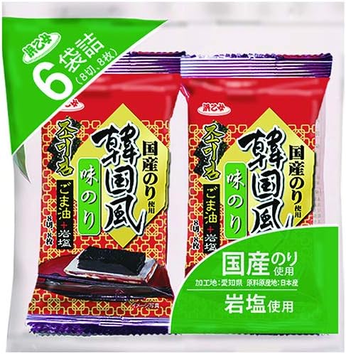 （06:30時点） 浜乙女 韓国風味付海苔 8切8枚×6袋