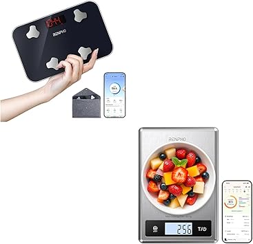 RENPHO Travel Scale for Body Weight, RENPHO Digital Food Scale with Nutritional Calculator, Smart Food Kitchen Scale