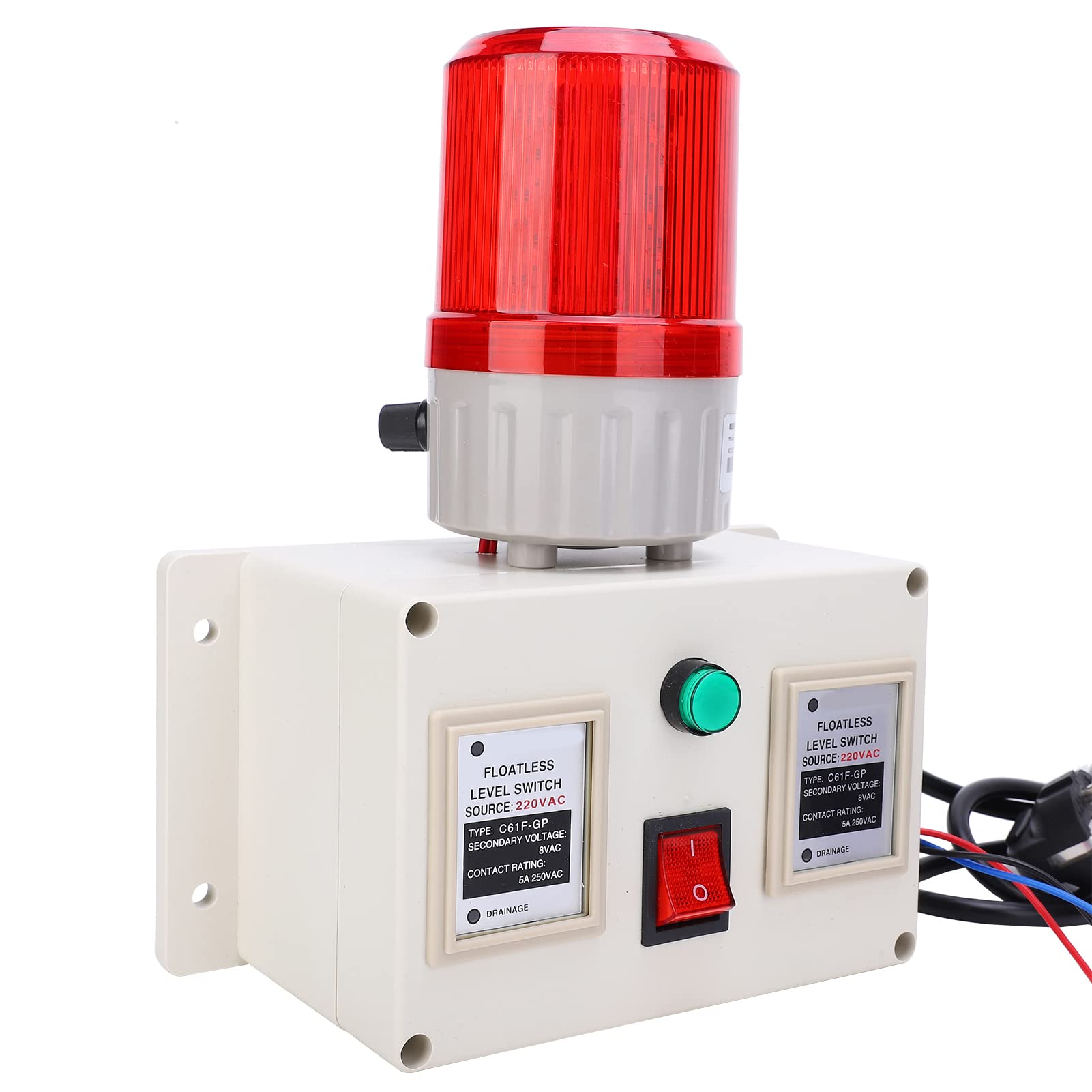 Alarma de Nivel de Agua de Acero Inoxidable 90-105dB Detectores de Líquido Ajustables con Botón de Silencio y Orejas de Montaje para Tanque de Agua, Piscina, Sumidero
