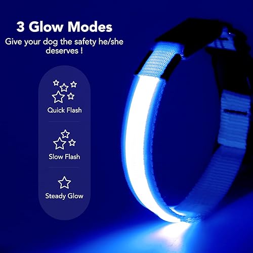Miniatura 3 de Colaseeme Collares para perros con luces LED, collar de perro recargable con micro USB, hebilla de plástico de nailon ajustable, anillo en D,