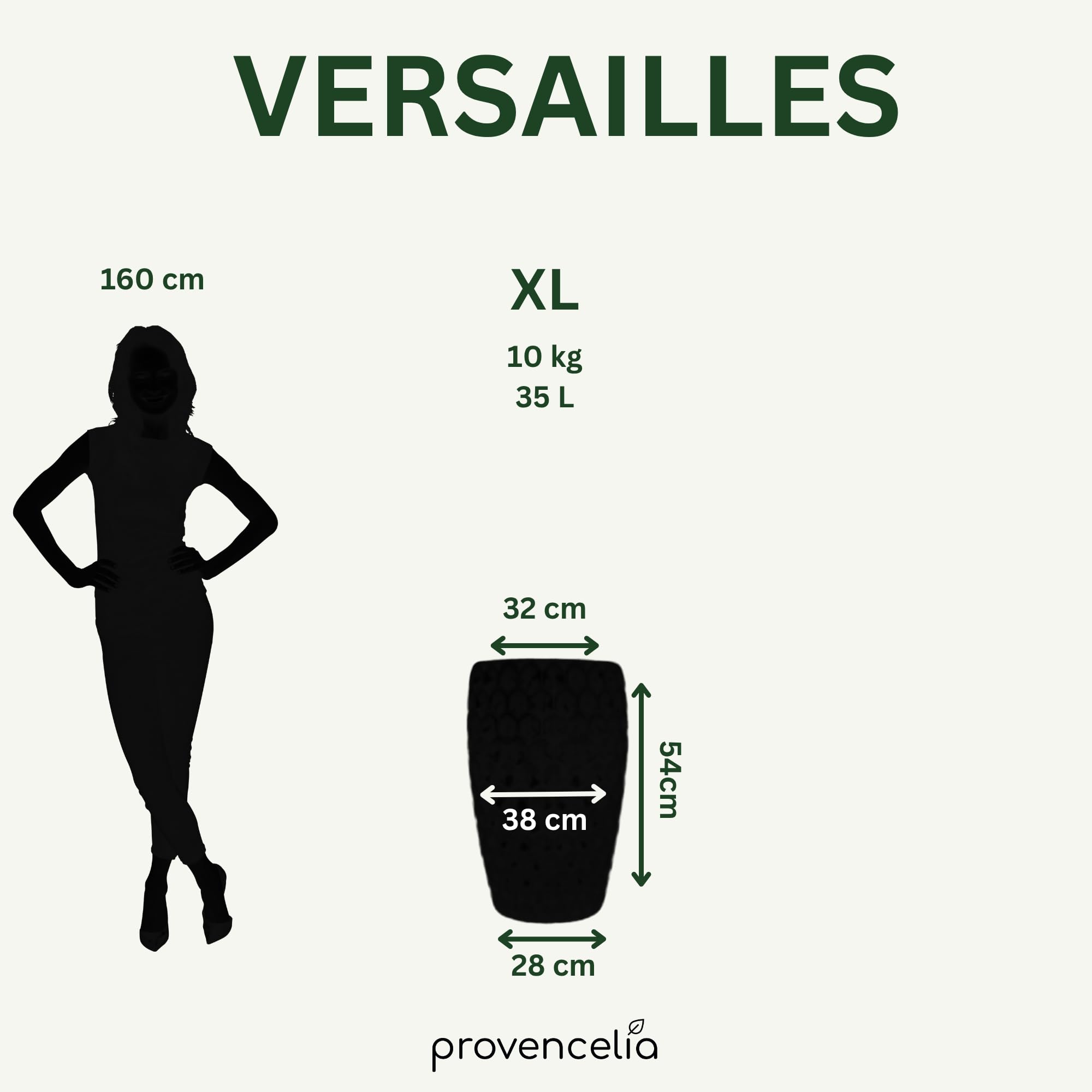Versailles Terrakotta Topf Dunkelgrün, Größe: XL - Durchmesser: 38 cm x Höhe: 54 cm, handgefertigt, mediterranes Pflanzgefäß für Außen Innen Garten