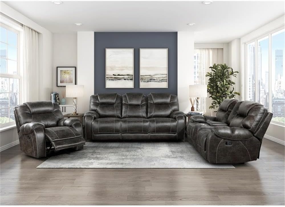 Pemberly Row Microfiber Glider Manual Reclining Chair, Chocolate Finish, Polished Microfiber Upholstery, Solid Wood and Plywood Frame, Gentle Gliding Motion, Living Room Seating, 300lb Weight Capacity