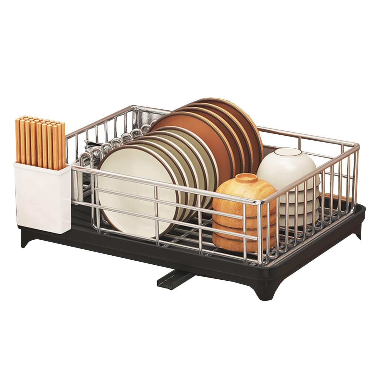 Égouttoir à vaisselle compact avec égouttoir de comptoir et panier ustensiles pour assiettes