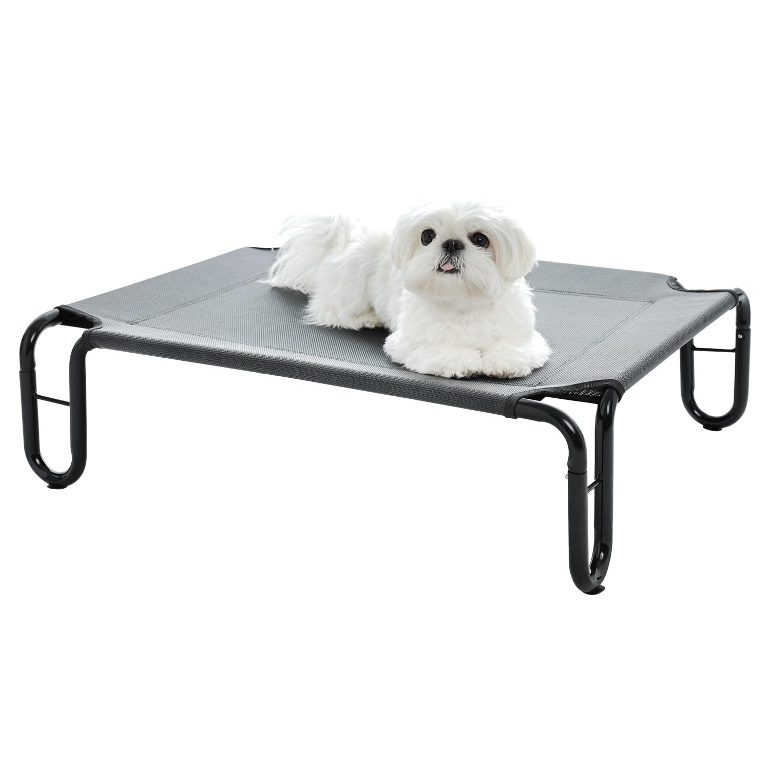 Pettycare Elevated Outdoor Dog Bed - Waterproof Cot for Small Dogs, Easy to Assemble, Cooling With Teslin Mesh, Durable, Non-Slip, Up to 35 lbs, Grey