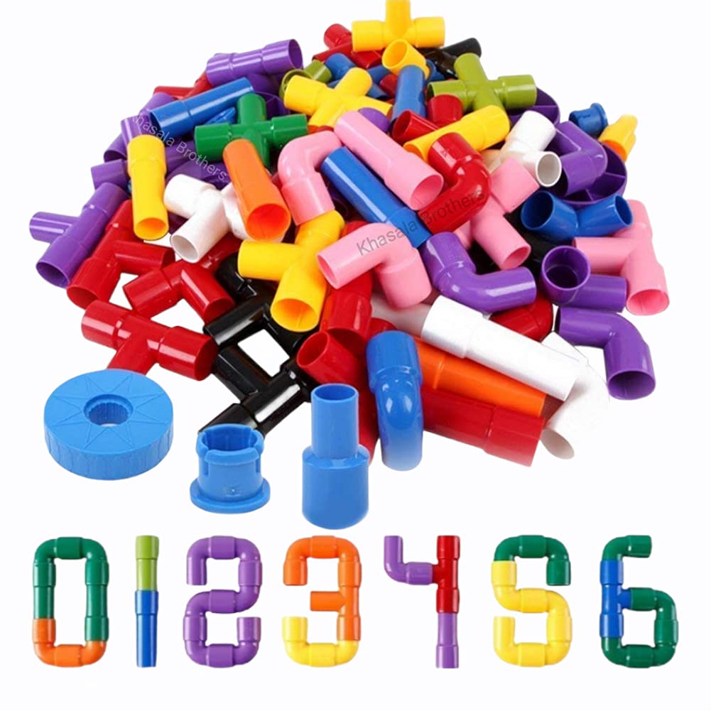 Khasala Brothers™ Building Pipe Blocks Toys Educational Puzzle Set for Kids, Play and Learn Toy for Kids Building Construction Blocks Games for Children (Set of 55) (Multicolor) (B095CG9WWR) Amazon Price History, Amazon Price Tracker