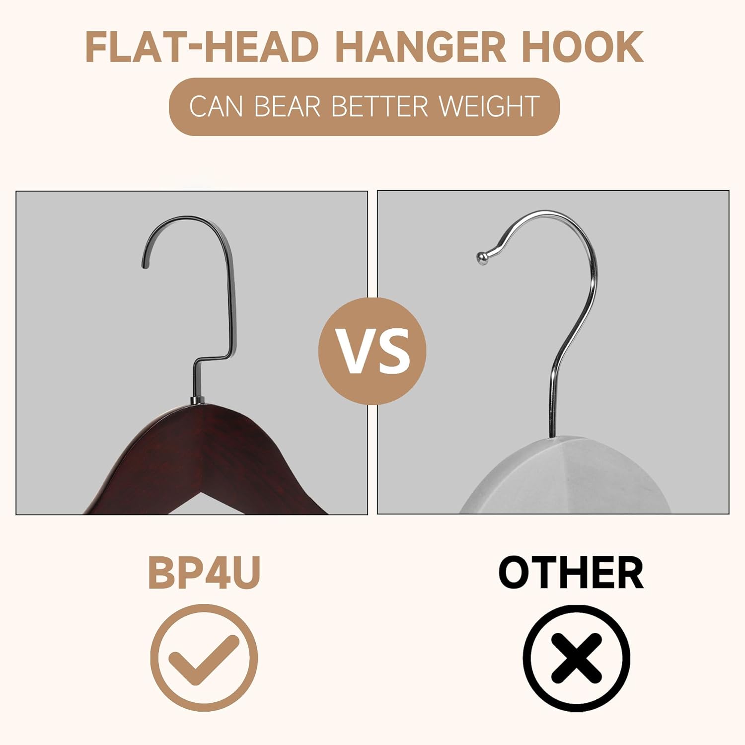Wide Shoulder Wooden Hangers, Non-Slip Suit Hangers with Locking Bar, 2-Pack Wood Hangers with Flat-Head Hook for Suits, Jackets, Coats, Shirts, Outerwear and Heavy Clothes (Dark Cherry)