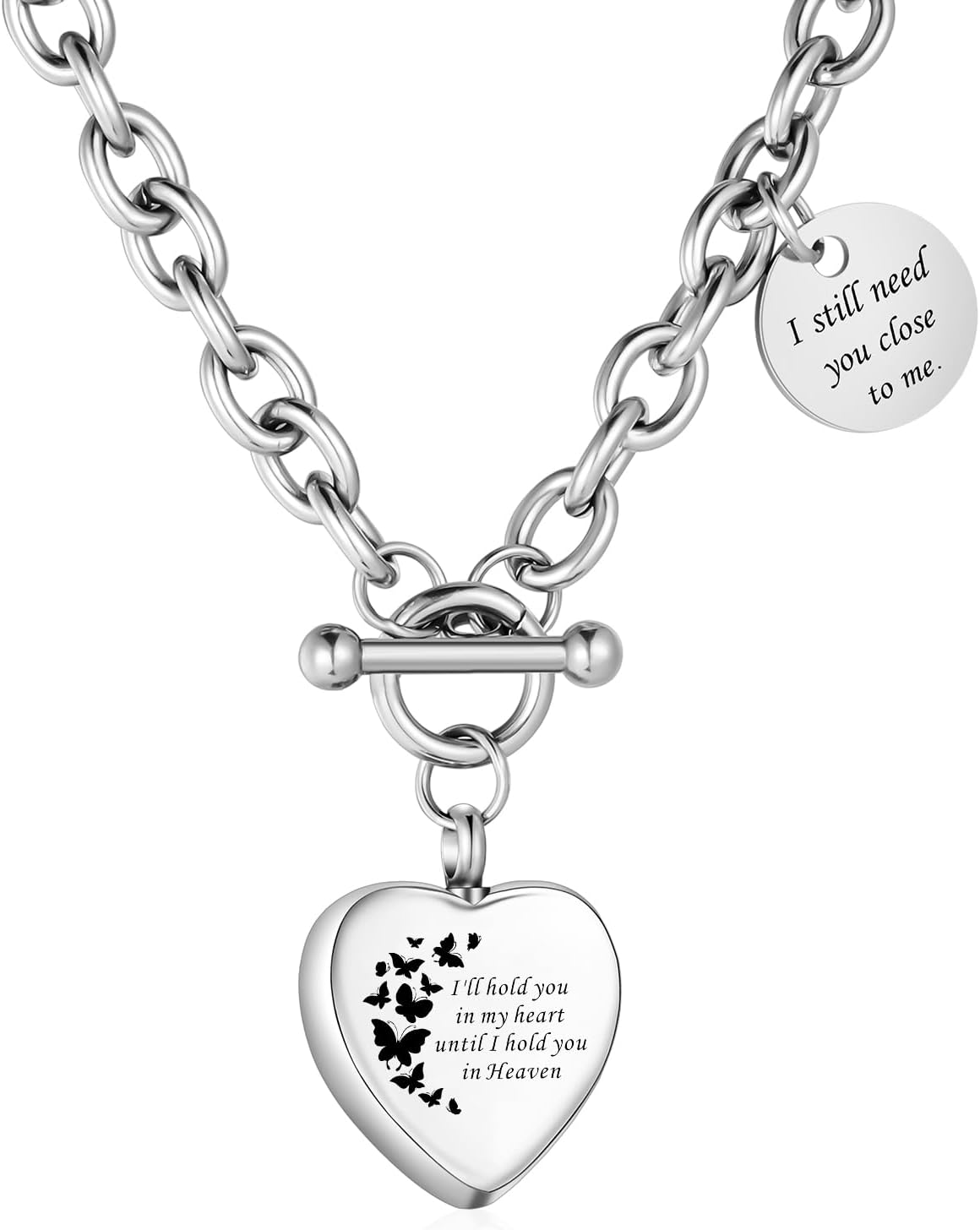 XIUDA Heart Cremation Urn Necklaces for Ashes Locket Cremation Jewelry for Human Ashes Stainless Steel Memorial Keepsake Pendant for Women