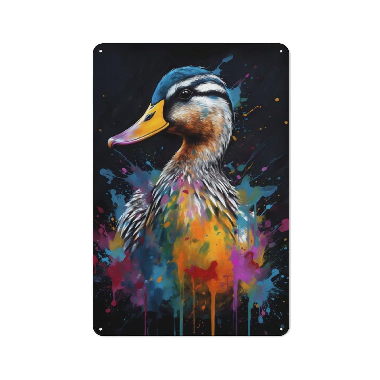 Junmoney Colorful Duck With Drips Retro Metal Wall Sign 30X20cm With For Garage Wall, Suited To Garage Decor Collectors