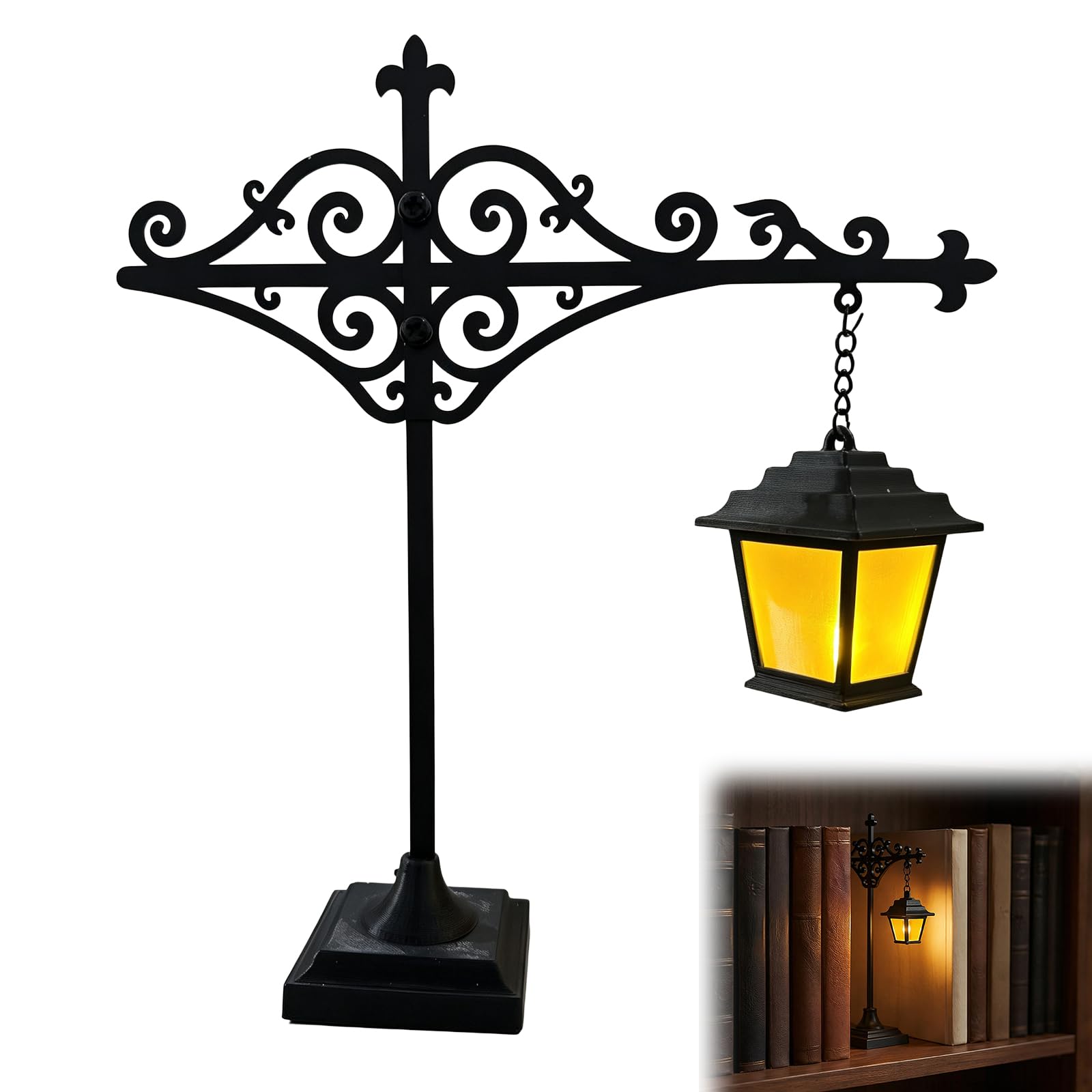 Library Lantern-Decorative Bookshelf Lighting,Reading Nook LED Nightlight