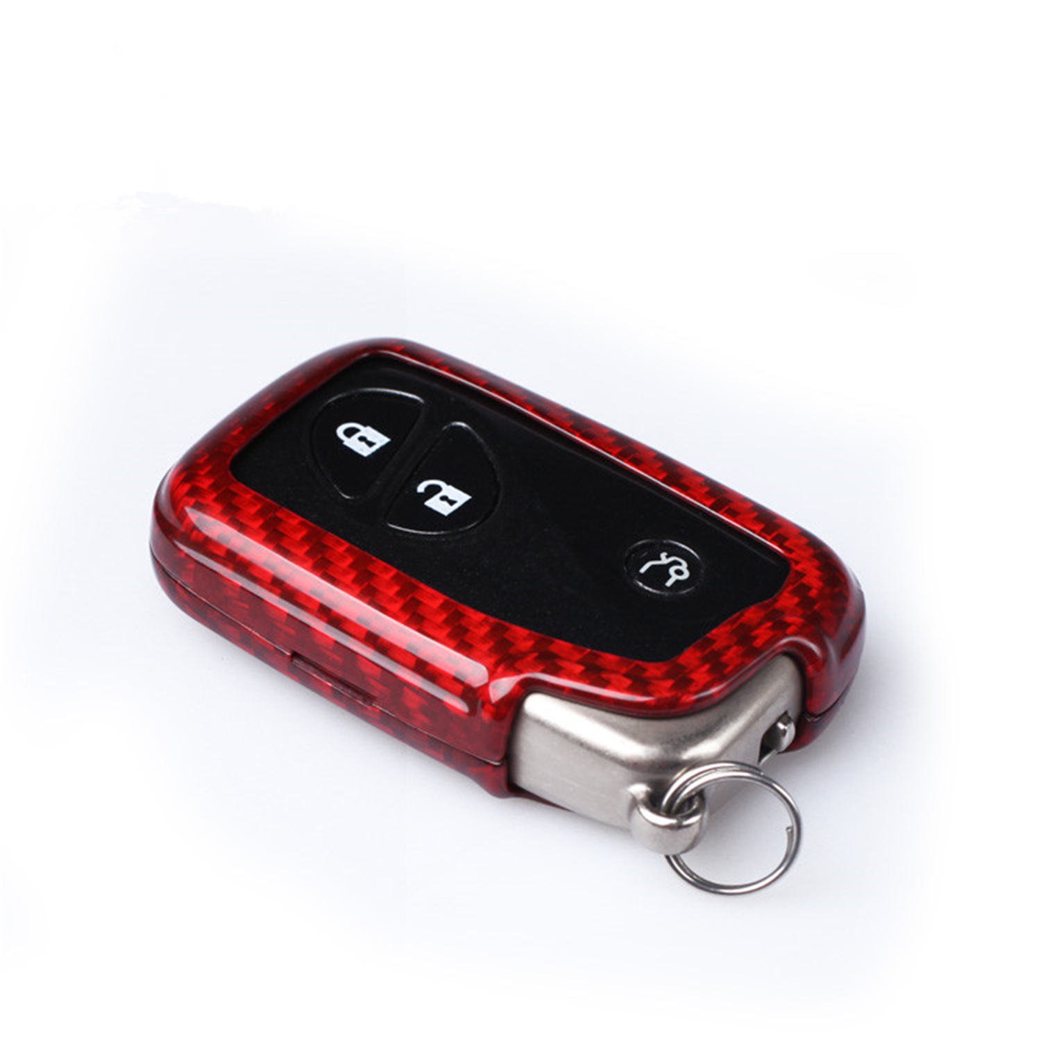 Genuine Carbon Fiber Key Fob Cover for Lexus ES350 GS300 GS350 GS430 GS450h GS460 HS250h IS250 IS350 is-C is-F LS460 LS600h LX570 RX270 RX350 Base Car Remote Key Fob Case for Men Women - Red