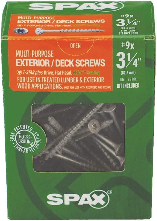 SPAX #9 x 3-1/4" Flat Head Partial Thread T-Star+ HCR-X Exterior 1LB 83CT