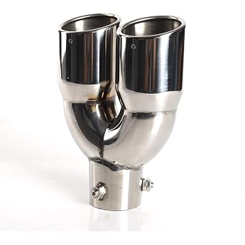 2.5 Inch Inlet Double Tips Silencer 3 Inch Outlet Stainless Steel Car Rear Throat Double Exhaust Universal