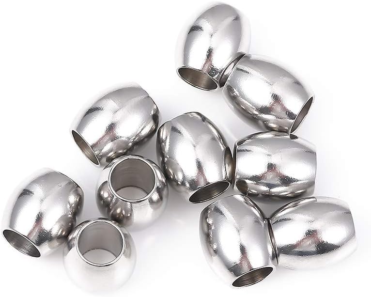Stainless Steel Spacer Beads 10x11mm Oval Loose Charm Caps Beads for DIY Jewelry Making 10pcs with 6mm Hole - Image 4