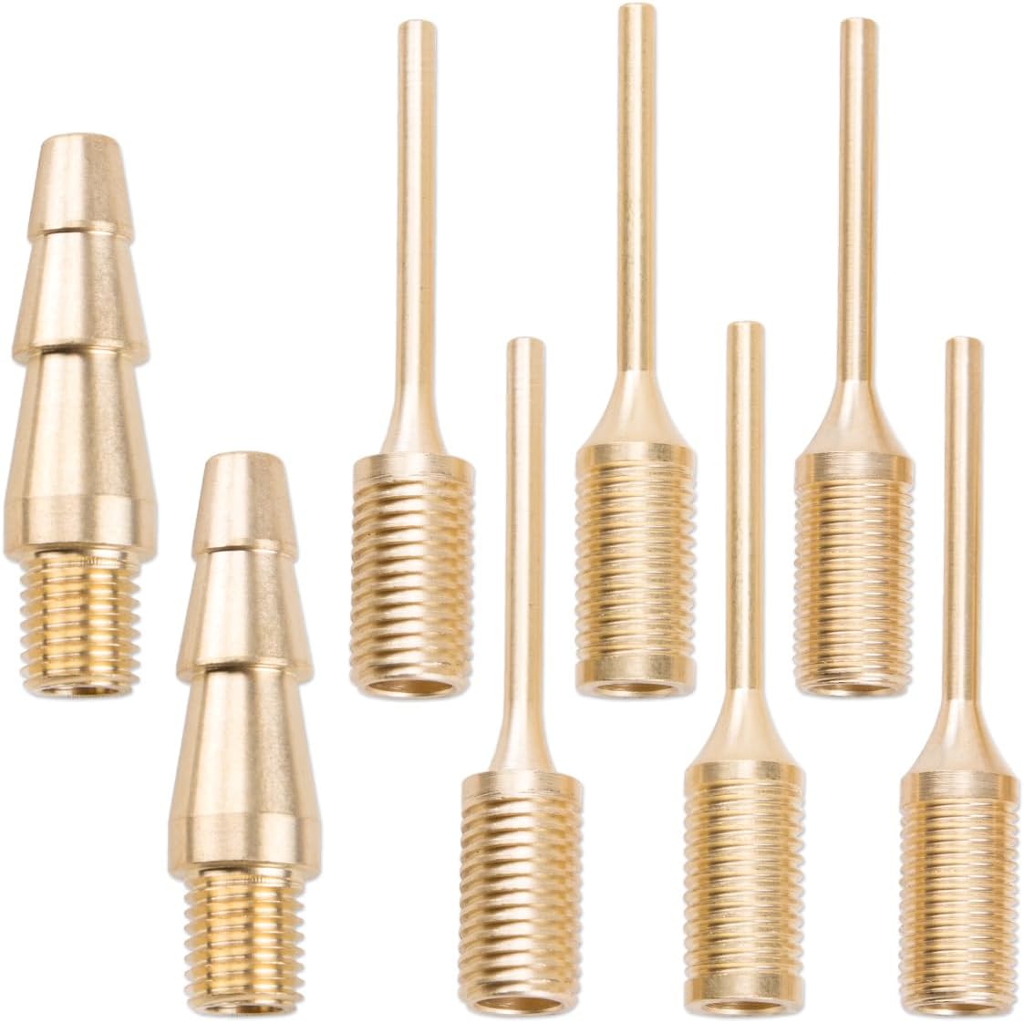 KOOBOOK 8Pcs Multi-Function Integrated Brass Ball Pump Needles for Air Pump Valve Needle inch/Metric/clamp Thread Tire Inflation Nozzles for Basketball Football Volleyball Inflatable Equipment