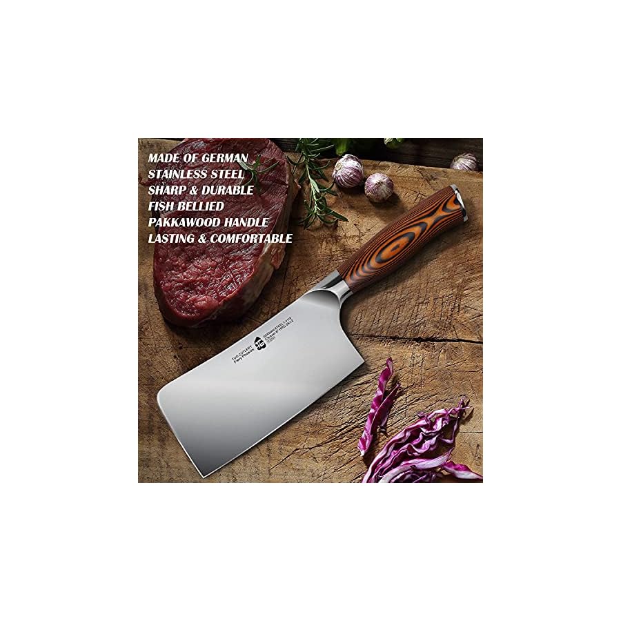 TUO-Meat-Cleaver-Knife-6-Bone-Chopping-Butcher-Knife-Heavy-Duty-Meat-Chopper-German-High-Carbon-Steel-Pakkawood-Handle-Fiery-Phoenix TUO Meat Cleaver Knife - 6" Bone Chopping Butcher Knife, Heavy Duty Meat Chopper, German High Carbon Steel & Pakkawood Handle Fiery Phoenix