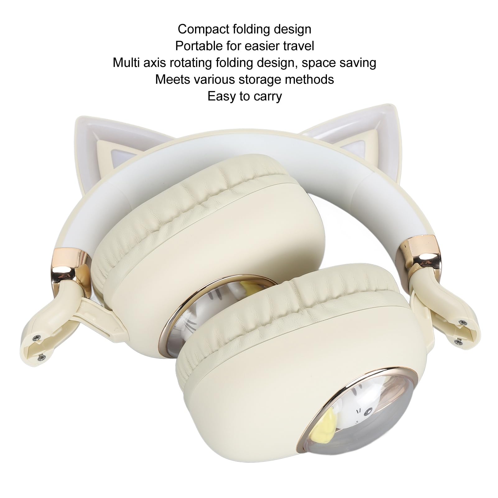 Cat Ear Bluetooth Headphones, Safe Sound Technology (Khaki)