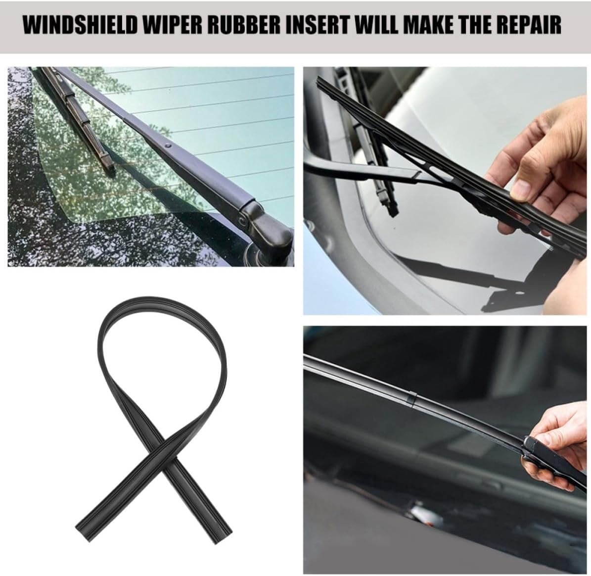 Mobestech 10pcs Windshield Wiper Rubber Refill Strips for Car, Rust-free Rubber Material, Clears Rain Snow and Dirt Efficiently, Replacement Wiper Blades Refill for Automotive Use