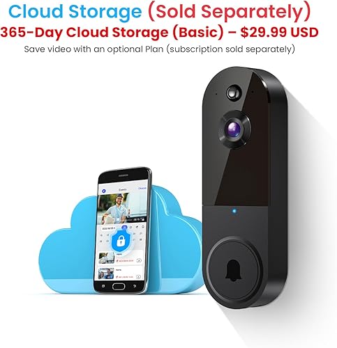 Miniatura 5 de Cámara de timbre de video inalámbrico de 1080p, detección humana AI, conversación de 2 vías, vista en vivo, visión nocturna, almacenamiento en la