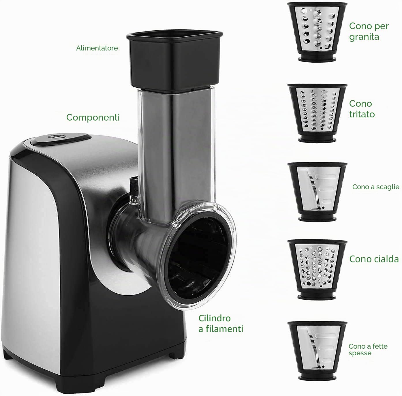 COOCHEER Taglia Verdure Elettrico, Multifunzione Tritatutto da Cucina 5 IN 1 Tritatutto per Verdura, 150W