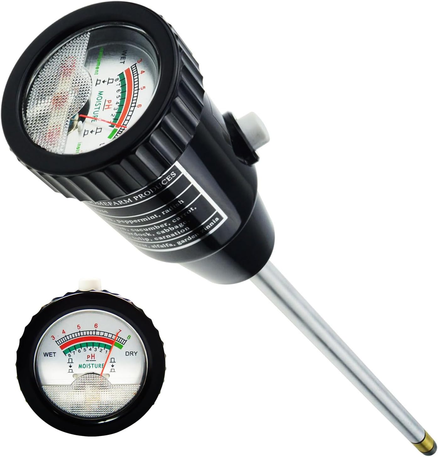 2-in-1 Digital Soil pH & Moisture Meter - 295mm Long Electrode, Test Kit for Indoor & Outdoor Plants, Garden, Lawn, Farm