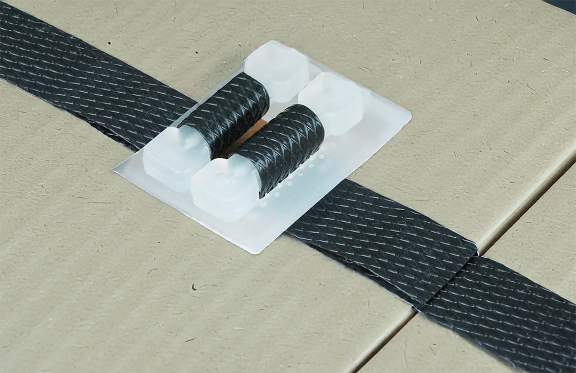 Berger & Schröter Kit de cerclage 600 m ruban PP + 200 pinces plastique pour palettes cartons