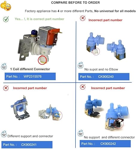 Miniatura 2 de GLOB PRO SOLUTIONS 2188782 2210436 2210494 2315508 Válvula de entrada de agua para nevera de 3 pulgadas ¾ de longitud de reemplazo aproximado y
