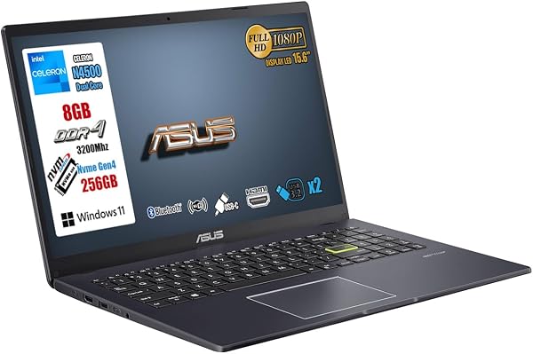 ASUS PC Portatile 15.6" FullHD – Notebook Cpu Intel N4500, 8GB RAM, SSD 256GB, Windows 11, HDMI, USB Type-C, Mouse WIFI Incluso – Computer Portatile, Laptop Perfetto per Studio, Lavoro e Casa, GAR 3Y - 2