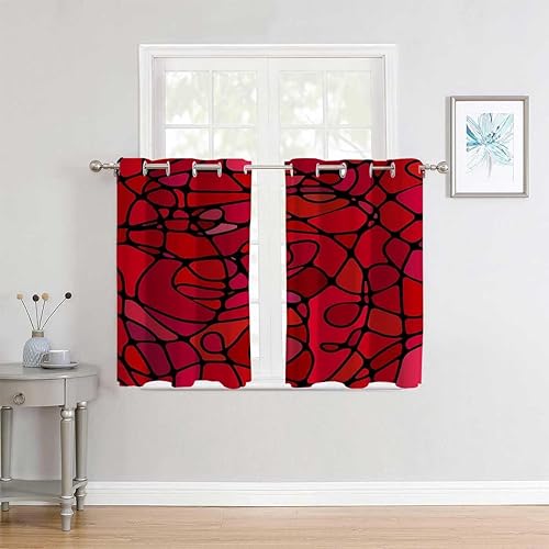 Miniatura 3 de Cortina para Dividir Habitacion - Cortina de decoración de mosaico rojo con rosa roja, divisor de habitación, material opaco de 55 pulgadas de ancho