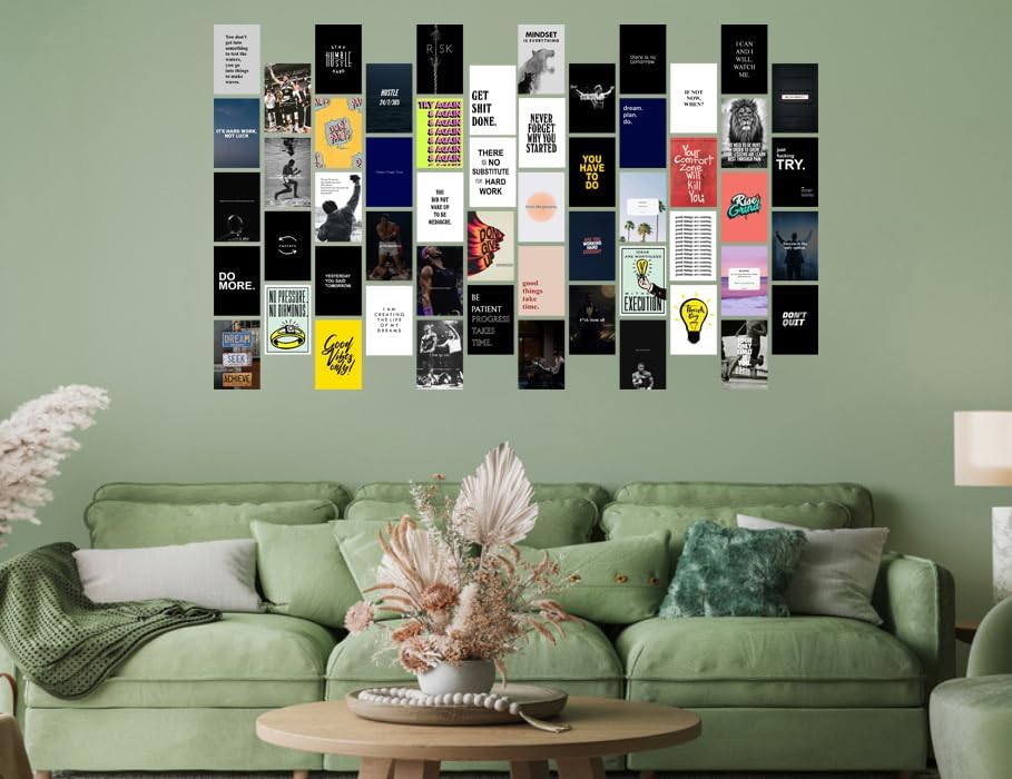 Image of 54pcs Motivational Wall Art Collage Decor Kit, Inspirational Wall Art, Posters Wall Art for Office, Bedroom, Living room Quotes Posters For Office, Inspirational Posters- 4 x 6 Inches (Motivational)
