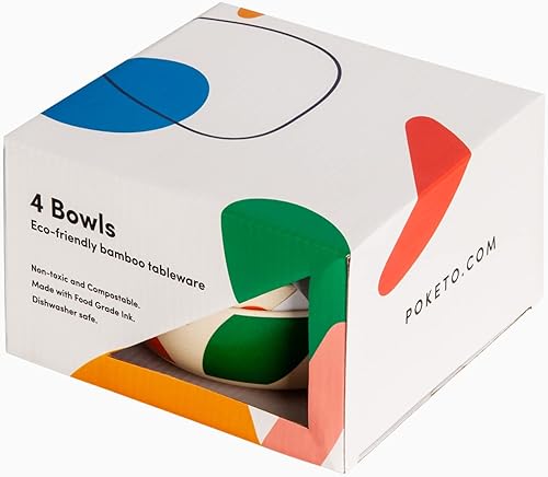 Miniatura 2 de Poketo Tazones de bambú, Juego de 4, 6" de diámetro, Reutilizables (Flora)