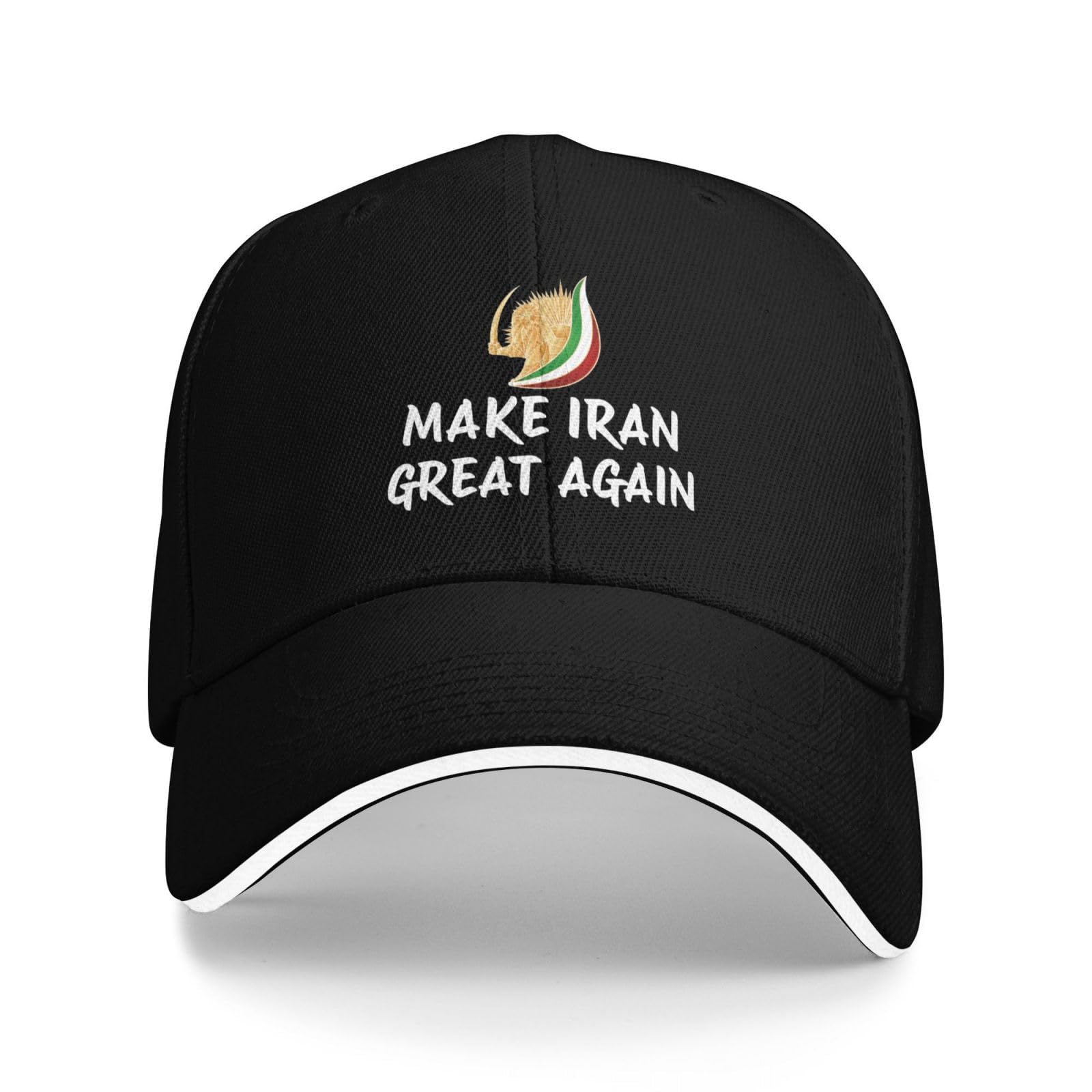 Kwqdozf Unisex Black Make Iran Great Again Sandwich Hats Adjustable Baseball Cap