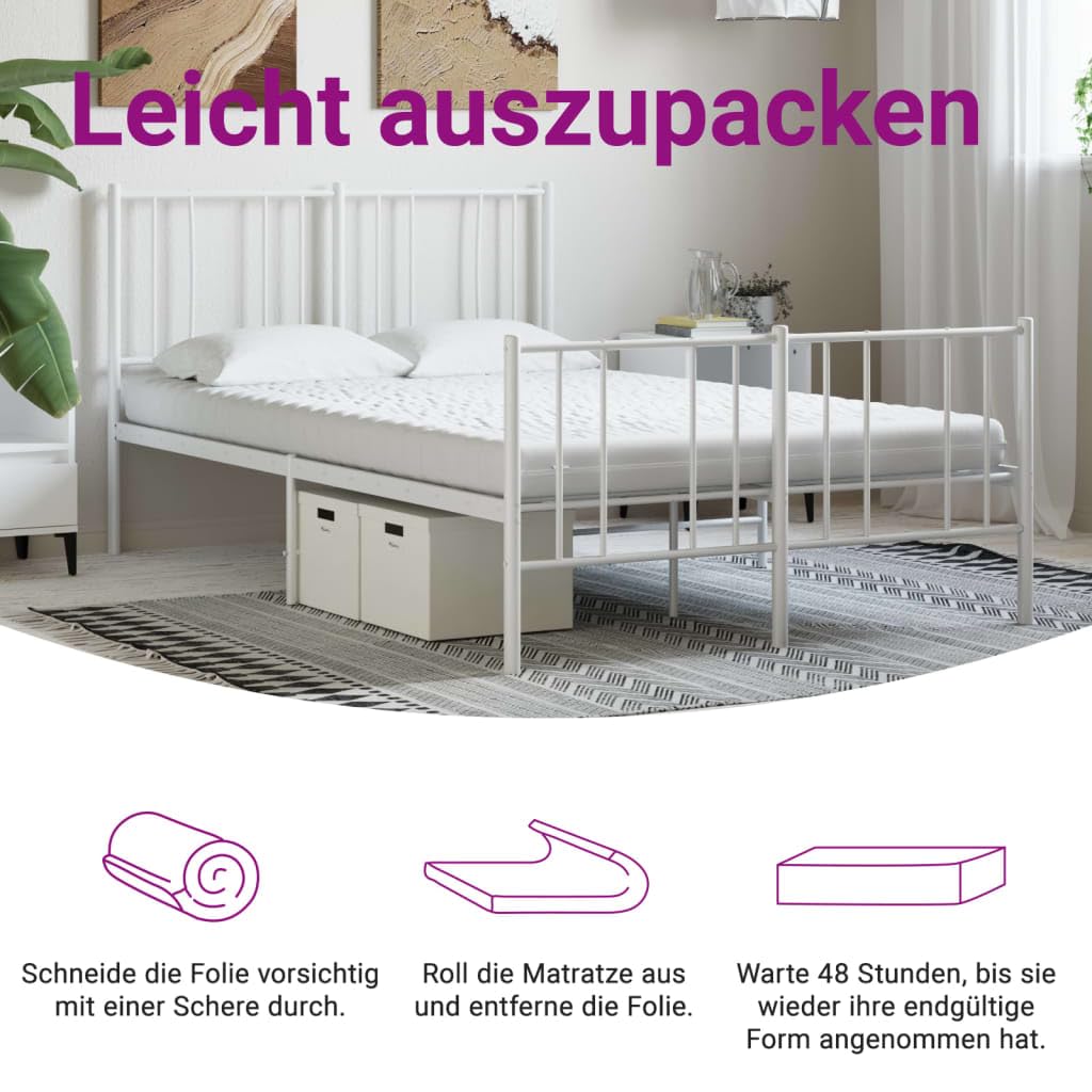 vidaXL Schaumstoffmatratze Weiß 140x200 cm 7-Zonen Härtegrad 20 ILD
