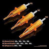 Vista 4 de ATOMUS Agujas de cartucho de tatuaje desechables RL RS M1 agujas de tatuaje para máquina de tatuaje (9RS)