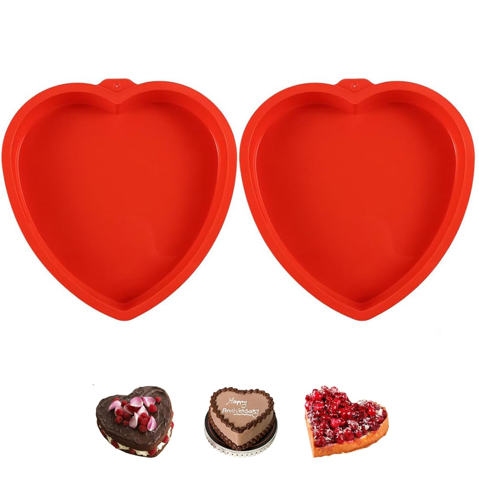 2PCS Heart Cake Tin, Heart Baking Tin, Heart Shaped Cake Tin, Silicone Love Heart Baking Tin