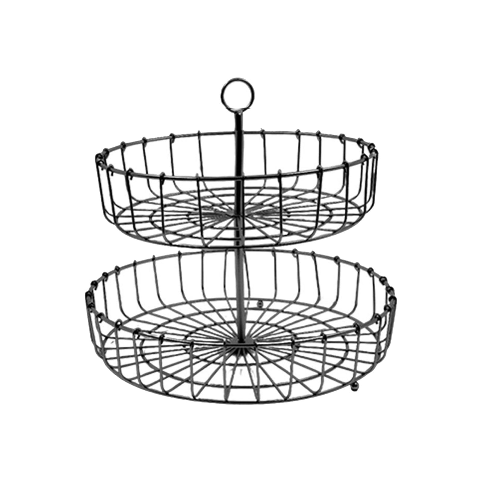 Hsioluted Deck Iron Wire Fruit Basket Nordics Kitchen Countertop Storage Stand with Ventilation Holes Snacks Holder Iron Snacks Tray for Home