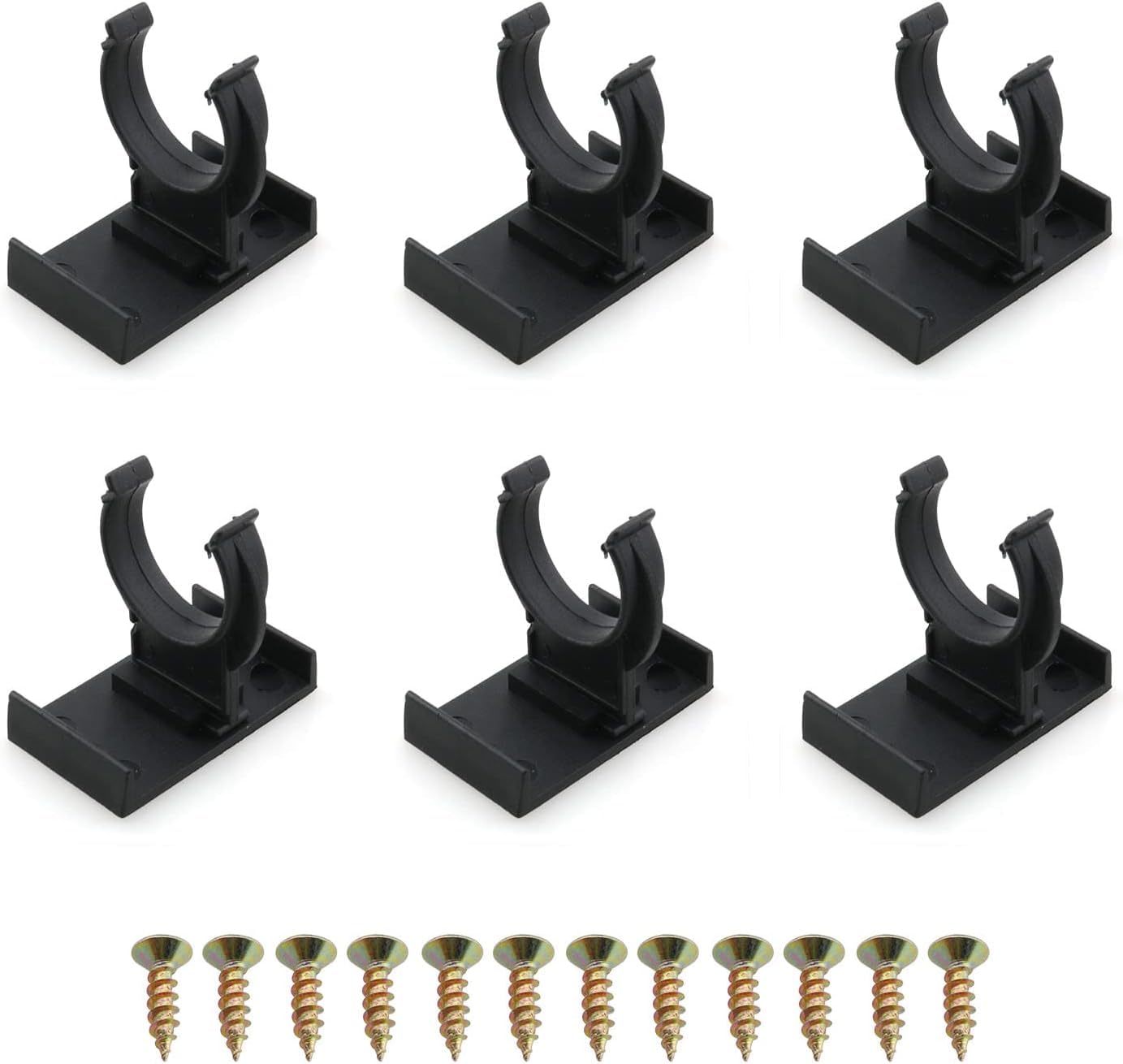 Vayfoni Black 6Pcs Kitchen Plinth Clips - Kickboard Clips With 12 Screws - Plinth Fixing Clips For Cabinet Legs And Kitchen Baseboards - Plastic