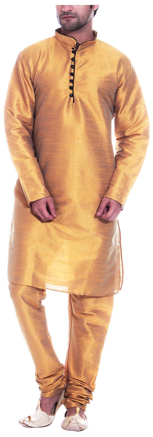 Tag 7 Męska piżama Art Silk Kurta 40 żółta, ŻÓŁTY, 52