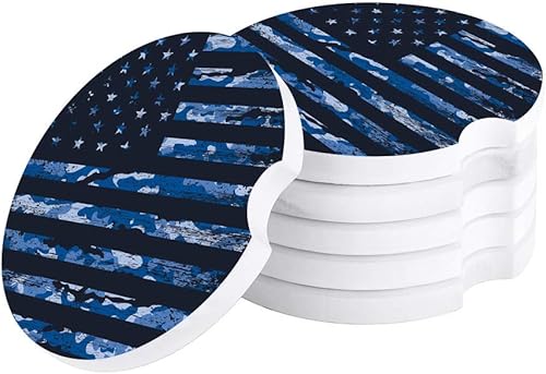 Miniatura 17 de Portavasos retro con la bandera estadounidense para mujeres/hombres, paquete de 4 posavasos absorbentes de cerámica para bebidas, juego de posavasos