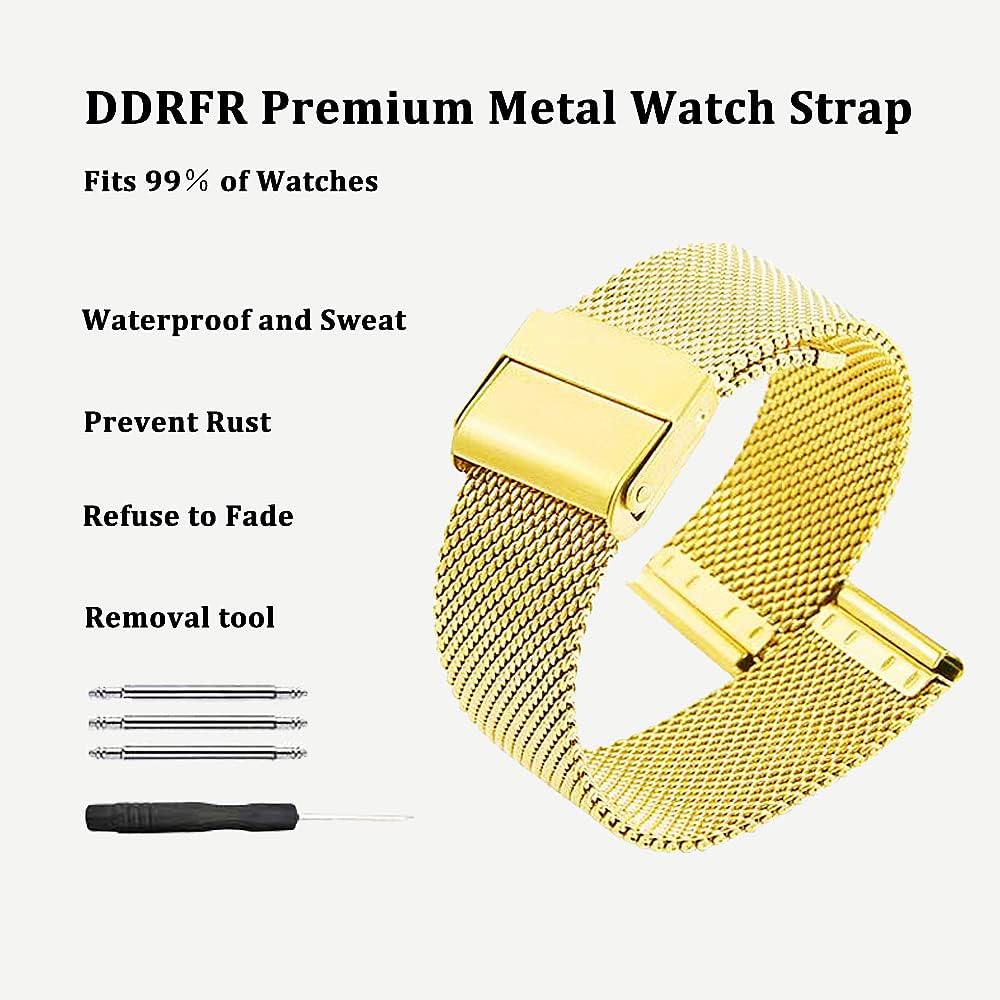PUJIANA メタルウォッチバンド、スマートウォッチストラップ、腕時計、リストストラップ ステンレススチールメッシュ腕時計バンド