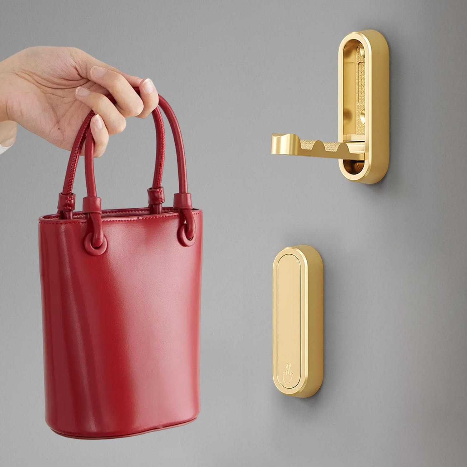 Foldable Coat Hooks, Folding Coat Hooks, Invisible Folding Single Retractable Wall Hook, Foldable Wall Hook for Hanging Coats, Scarves, Hats, Bathrobes, Keys, Bags (Gold)