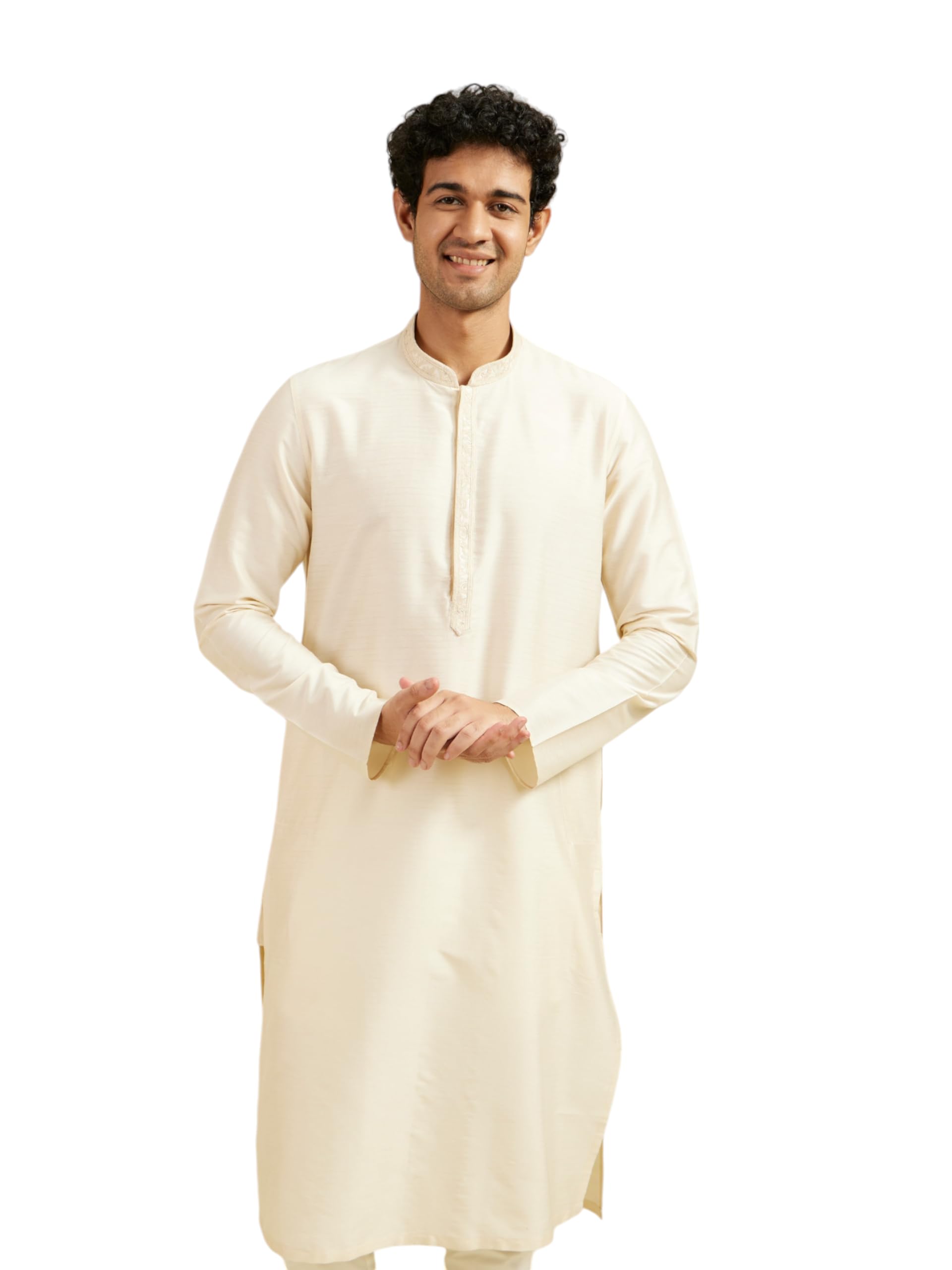diwas by manyavar Men's Viscose Blend Solid Kurta (1pc)-picture-20