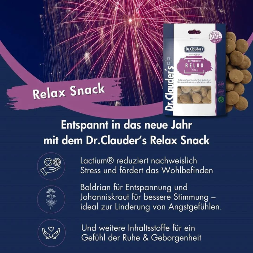 Supplement Relax | Snack per cani e gatti | 2 x 150 g | Senza cereali | Dr.Clauder's | Alimento complementare | Per situazioni particolari | Con Lactium® & erbe | Confezione Doppia