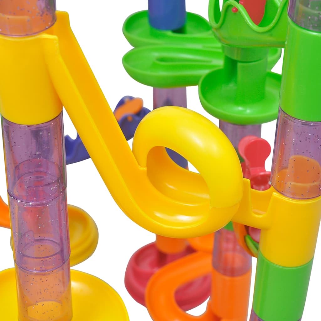 Kolejka dla kulek dla dzieci z tworzywa sztucznego, 112 części, z lejkiem, krzywą, tunelem i spiralą, dla kreatywności, zręczności, motoryki i zabawek budowlanych od 3 lat