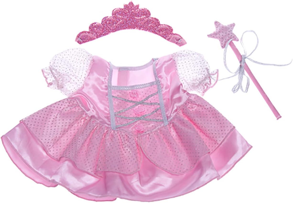 Teddy Mountain Pink Fairy Princess w/Wand & Tiara Dress Bear Clothes Fits Most 14"-18" Build-a-Bear, and Make Your Own Stuffed Animals