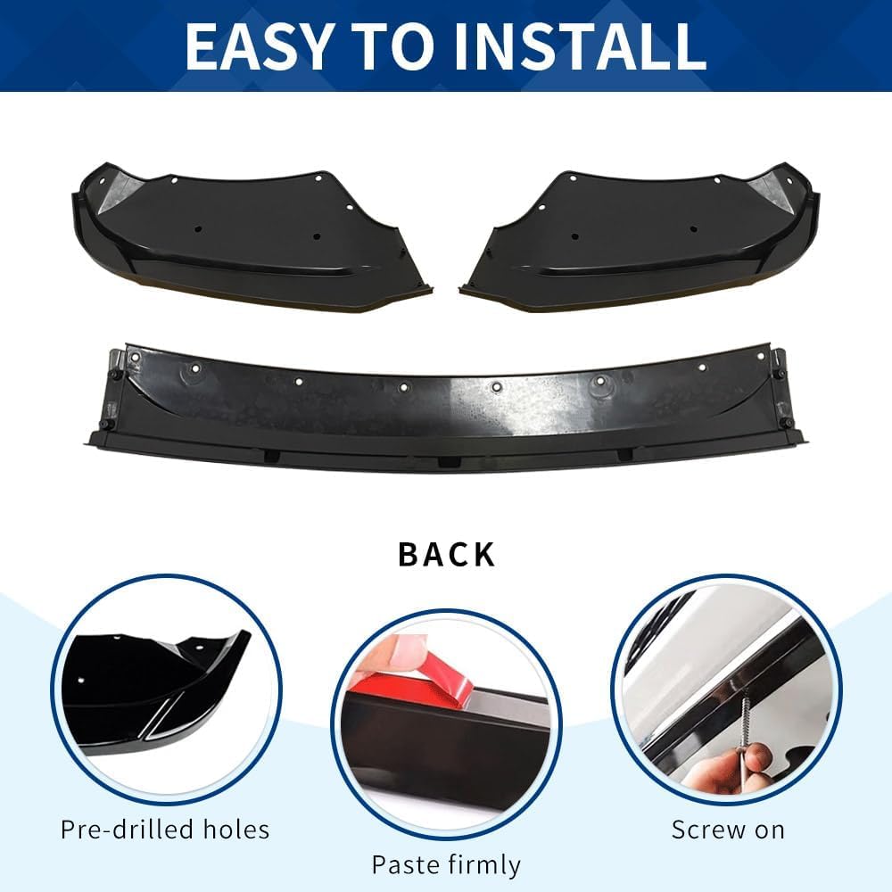 Carbon Fiber Look Front Splitter Spoiler Lip For BMW X3 F25 & X4 F26 M Sport 2014-2017 – ABS Plastic, Screw & Adhesive Mount